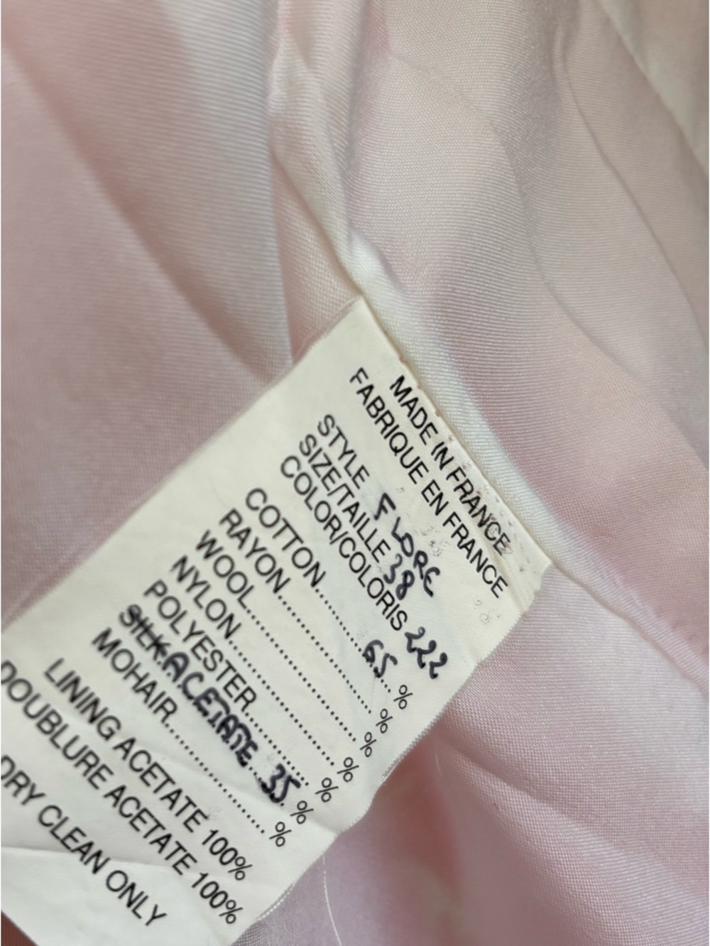 Vintage French Pink Brocade Blazer Pearl Buttons Coquette Jackie O EU 38 - Picture 7 of 8